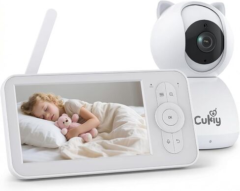 Baby Monitor with Camera and Audio, 5" Video Baby Monitor No WiFi, Secure FHSS Connection, Night Vision, 2-Way Talk, VOX Cry Detection, Temperature Sensor, Lullabies, Indoor in Kuwait
