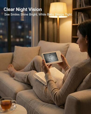 Baby Monitor with Camera and Audio, 5" Video Baby Monitor No WiFi, Secure FHSS Connection, Night Vision, 2-Way Talk, VOX Cry Detection, Temperature Sensor, Lullabies, Indoor in Kuwait