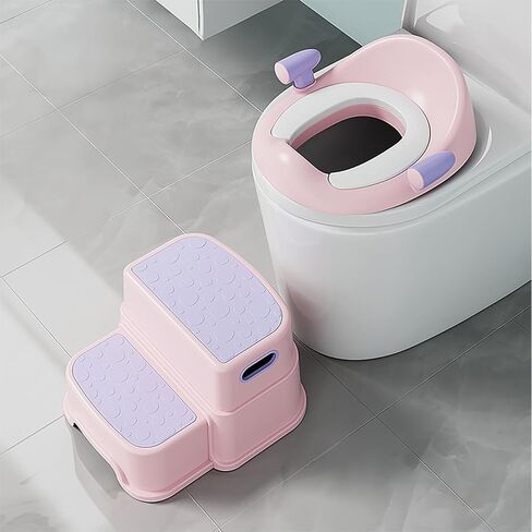 Potty Training Toilet Seat with Kids Step Stool Anti-Slip Toddler Seat, Soft Cushion, Baby Potty Training Set for Boys & Girls (Grey) in Kuwait