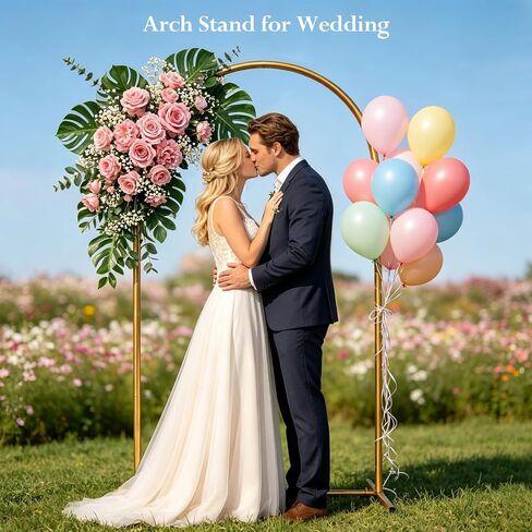 6.6 FT Metal Arch Backdrop Stand, Gold | Wedding Arch, Balloon Arch Stand, For Parties Birthday Baby Shower Valentines Bridal in Kuwait