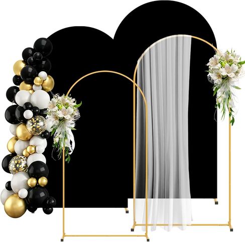 2 Pack Arch Backdrop Stand and Cover Set (7.2FT/6FT), Balloon Arch Stand | Metal Background Arch Stand, Backdrop Arch Frame, Wedding Arch for Backdrop (White Cover) in Saudi Arabia