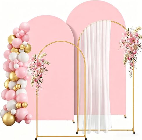 2 Pack Arch Backdrop Stand and Cover Set (7.2FT/6FT), Balloon Arch Stand | Metal Background Arch Stand, Backdrop Arch Frame, Wedding Arch for Backdrop (White Cover) in Saudi Arabia