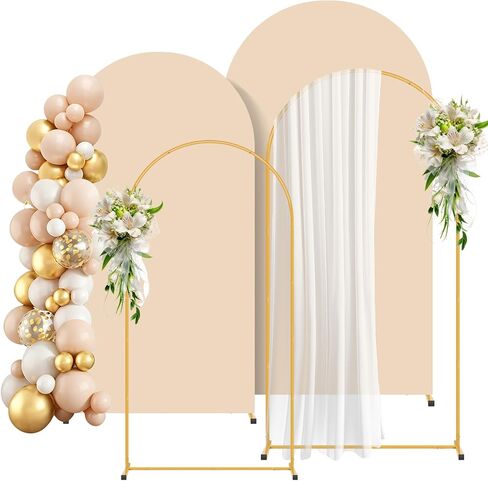 2 Pack Arch Backdrop Stand and Cover Set (7.2FT/6FT), Balloon Arch Stand | Metal Background Arch Stand, Backdrop Arch Frame, Wedding Arch for Backdrop (White Cover) in Saudi Arabia