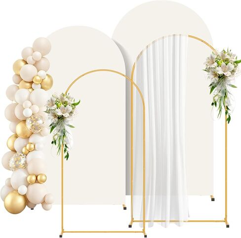 2 Pack Arch Backdrop Stand and Cover Set (7.2FT/6FT), Balloon Arch Stand | Metal Background Arch Stand, Backdrop Arch Frame, Wedding Arch for Backdrop (White Cover) in Saudi Arabia