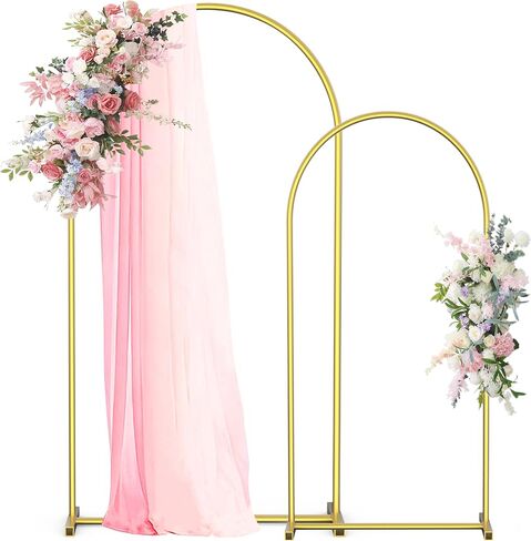 Arch Backdrop Stand Set of 2 (7.2FT,6FT), White Metal Arch Stand | Arch Backdrop Frame for Wedding Ceremony, Birthday Party, Baby Shower, Graduation, Floral Balloon Decoration in Kuwait