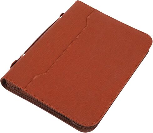 WALFRONT Zippered Portfolio PU Leather Business Portfolio with 30 Sheets Notebook 10 Transparent File Folders Multiple Pockets for Conference Interview Board Meeting in Kuwait