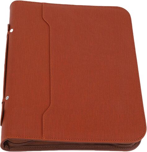 WALFRONT Zippered Portfolio PU Leather Business Portfolio with 30 Sheets Notebook 10 Transparent File Folders Multiple Pockets for Conference Interview Board Meeting in Kuwait