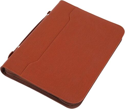 WALFRONT Zippered Portfolio PU Leather Business Portfolio with 30 Sheets Notebook 10 Transparent File Folders Multiple Pockets for Conference Interview Board Meeting in Kuwait