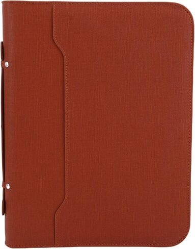 WALFRONT Zippered Portfolio PU Leather Business Portfolio with 30 Sheets Notebook 10 Transparent File Folders Multiple Pockets for Conference Interview Board Meeting in Kuwait