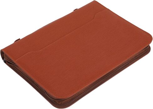WALFRONT Zippered Portfolio PU Leather Business Portfolio with 30 Sheets Notebook 10 Transparent File Folders Multiple Pockets for Conference Interview Board Meeting in Kuwait
