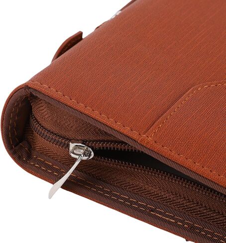 WALFRONT Zippered Portfolio PU Leather Business Portfolio with 30 Sheets Notebook 10 Transparent File Folders Multiple Pockets for Conference Interview Board Meeting in Kuwait