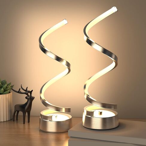 NUÜR Classic Spiral LED Table Lamp Black, Dimmable Metallic Bedside Lamp with Touch Controller, 3 Colour Temperature, 15.8 Inch Height, Contemporary, Decorative Lamp for Home, Living Room & Office in Kuwait