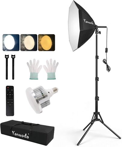 Softbox Lighting Kit 20"x20" with Remote Control, 2 Pack Photography Lighting Kit with Adjustable LED Light, 3000K-7500K Studio Lights for Product Photography, Live Streaming, Video Recording in Kuwait