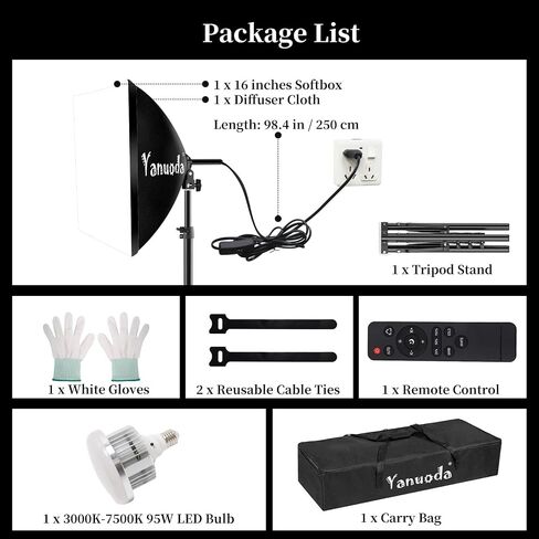 Softbox Lighting Kit 20"x20" with Remote Control, 2 Pack Photography Lighting Kit with Adjustable LED Light, 3000K-7500K Studio Lights for Product Photography, Live Streaming, Video Recording in Kuwait