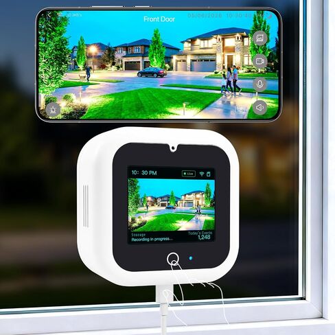 3K 5MP Window Security Camera with Touch Screen, Displays Live Footage, Time, Weather, Temperature, Color Night Vision, 2.4&5GHz WiFi, Motion Detection, Work w/Alexa&Google Assistant, Dome Cameras in Kuwait