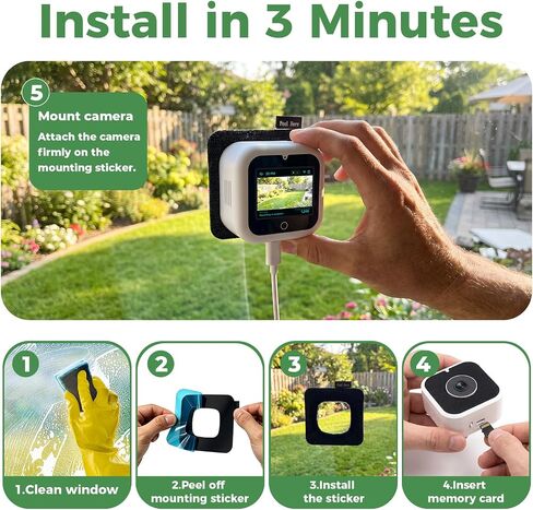 3K 5MP Window Security Camera with Touch Screen, Displays Live Footage, Time, Weather, Temperature, Color Night Vision, 2.4&5GHz WiFi, Motion Detection, Work w/Alexa&Google Assistant, Dome Cameras in Kuwait