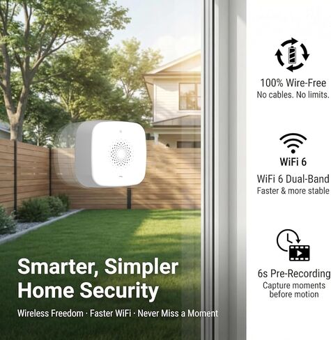 Rraycom 4MP 2.5K كاميرا نافذة لاسلكية 2 حزمة، 6S ما قبل اللف، ثنائي النطاق 5G/2.4 جيجا هرتز واي فاي كاميرات داخلية لأمن المنزل، رؤية ليلية ملونة مضادة للوهج، كشف الإنسان والحركة بالذكاء الاصطناعي، إعداد مغناطيسي بدون حفر in Kuwait