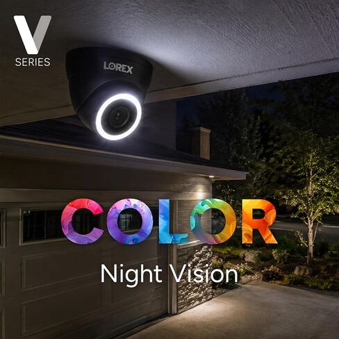 Lorex Connect App | V3 4K IP Add-On PoE Turret Camera | Smart AI Detection | Black | White Smart Security Lighting | Siren | 2-Way Talk | IP67 Weatherproof in Kuwait