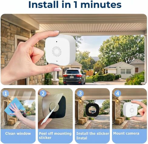 Rraycom 4MP 2.5K كاميرا نافذة لاسلكية 2 حزمة، 6S ما قبل اللف، ثنائي النطاق 5G/2.4 جيجا هرتز واي فاي كاميرات داخلية لأمن المنزل، رؤية ليلية ملونة مضادة للوهج، كشف الإنسان والحركة بالذكاء الاصطناعي، إعداد مغناطيسي بدون حفر in Kuwait