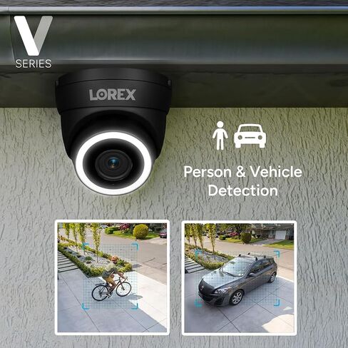 Lorex Connect App | V3 4K IP Add-On PoE Turret Camera | Smart AI Detection | Black | White Smart Security Lighting | Siren | 2-Way Talk | IP67 Weatherproof in Kuwait