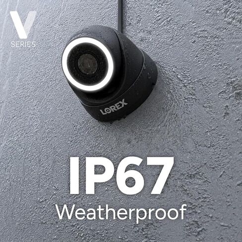 Lorex Connect App | V3 4K IP Add-On PoE Turret Camera | Smart AI Detection | Black | White Smart Security Lighting | Siren | 2-Way Talk | IP67 Weatherproof in Kuwait