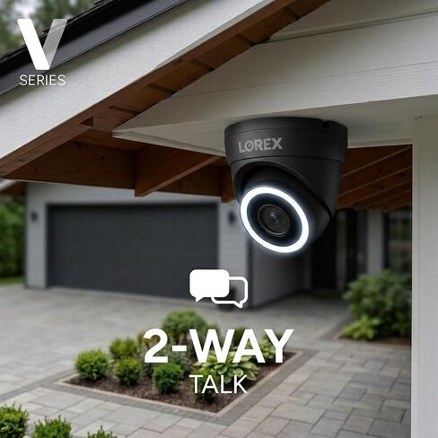 Lorex Connect App | V3 4K IP Add-On PoE Turret Camera | Smart AI Detection | Black | White Smart Security Lighting | Siren | 2-Way Talk | IP67 Weatherproof in Kuwait