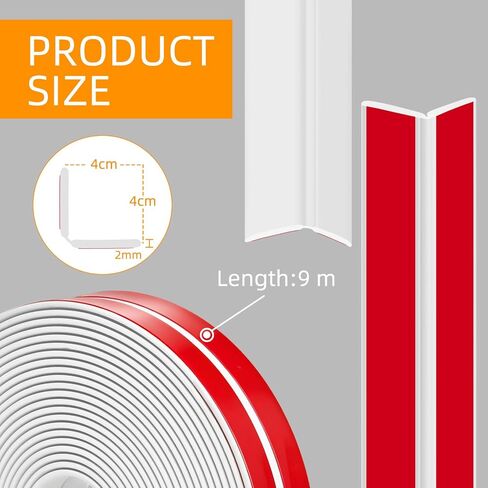 QILIMA Self-Adhesive Wall Molding Trim, 30Ft Peel and Stick Corner Guard for Furniture & Wall Edge, 180 Degree Corners Easy DIY Edging for Kitchen & Bathroom，1.6 in x 30 Ft, White in Kuwait