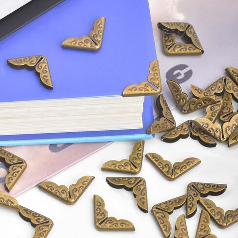 Book Corner Protectors Metal Antique Brass Filigree Design for Scrapbook Photo Album Notebook Menu Folder Protection, Bronze, 16pcs/Set in Kuwait