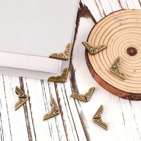 Book Corner Protectors Metal Antique Brass Filigree Design for Scrapbook Photo Album Notebook Menu Folder Protection, Bronze, 16pcs/Set in Kuwait