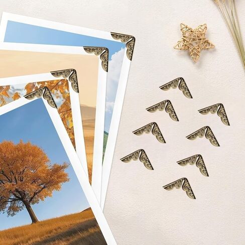 Book Corner Protectors Metal Antique Brass Filigree Design for Scrapbook Photo Album Notebook Menu Folder Protection, Bronze, 16pcs/Set in Kuwait