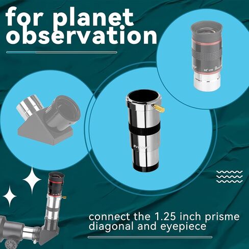 SVBONY SV137 3X Barlow Lens 1.25 inch Metal Body Multi-Coated Bundle with SV154 Telescope Eyepiece SWA 70 Degree 15mm Super Wide Angle Telescope Accessory in Kuwait