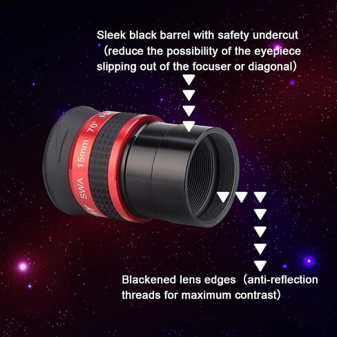 SVBONY SV137 3X Barlow Lens 1.25 inch Metal Body Multi-Coated Bundle with SV154 Telescope Eyepiece SWA 70 Degree 15mm Super Wide Angle Telescope Accessory in Kuwait