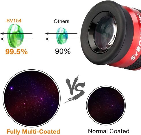 SVBONY SV137 3X Barlow Lens 1.25 inch Metal Body Multi-Coated Bundle with SV154 Telescope Eyepiece SWA 70 Degree 15mm Super Wide Angle Telescope Accessory in Kuwait