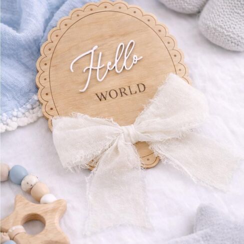 Hello World Baby Announcement Sign, Newborn Announcement, Baby Hospital Photo Prop, Birth Sign, Baby Boy Girl Decor, Nursery Decor, Newborn Photoshoot Props, Baby Shower Sign, Clean Oval Shaped Design in Kuwait