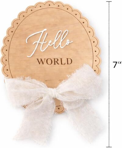 Hello World Baby Announcement Sign, Newborn Announcement, Baby Hospital Photo Prop, Birth Sign, Baby Boy Girl Decor, Nursery Decor, Newborn Photoshoot Props, Baby Shower Sign, Clean Oval Shaped Design in Kuwait