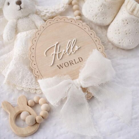 Hello World Baby Announcement Sign, Newborn Announcement, Baby Hospital Photo Prop, Birth Sign, Baby Boy Girl Decor, Nursery Decor, Newborn Photoshoot Props, Baby Shower Sign, Clean Oval Shaped Design in Kuwait