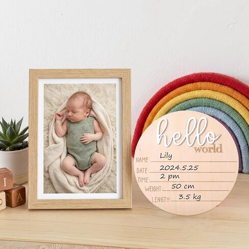 Baby Announcement Sign 3PCS It's a Boy/It's a Girl & Hello World Wooden Gender Reveal Plaque for Newborn Birth Hospital Photo Props in Kuwait