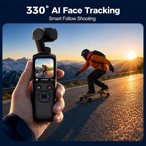 VETEK 4K Vlogging Camera,75MP Pocket Digital Camera with 330° Rotating Lens | YouTube Camera WiFi,1.72" Touch Screen,Face Tracking,16GB TF Card & Tripod,Handheld Camera for Daily Recording in Kuwait