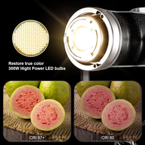 GVM 300W LED Video Light Kit with Bowens Mount, Softbox & Stand, 2700~7500K Bi-Color Continuous Light with DMX/APP Control, 112000Lux@0.5m Photography Lighting for Photography in Kuwait