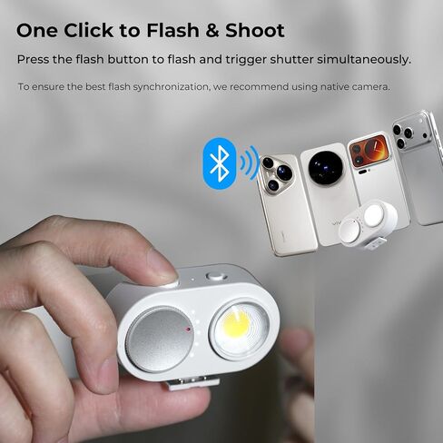 FotorGear Magnetic Phone Camera Flash Compatible for iOS, 15W COB Smart Sync External Flash, 5700K Flashes Speedlite, Control with Button & Bluetooth, for Night Photography/Selfies in Kuwait