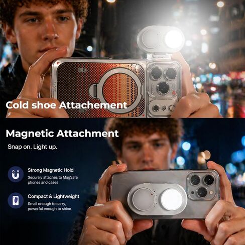 FotorGear Magnetic Phone Camera Flash Compatible for iOS, 15W COB Smart Sync External Flash, 5700K Flashes Speedlite, Control with Button & Bluetooth, for Night Photography/Selfies in Kuwait