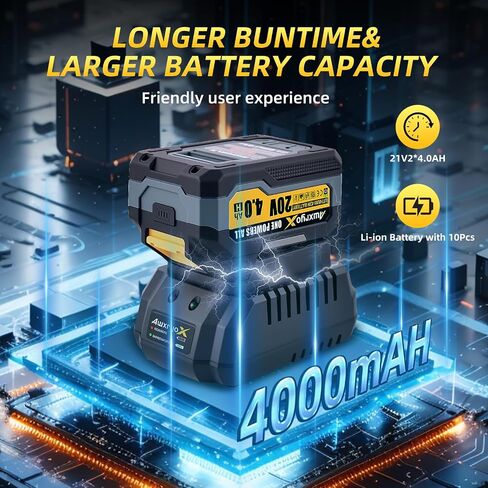 AwxryoX Cordless Impact Gun, 1500Nm 1/2" Power Impact Wrench with 2 x 4.0Ah Battery, 21V Brushless High Torque Pistola de Impacto with 6 Sockets, Llave de Impacto for Home Car Pickup Tire Nut Removal in Kuwait
