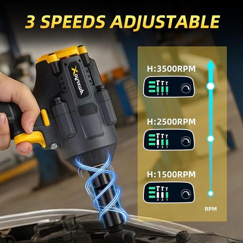 AwxryoX Cordless Impact Gun, 1500Nm 1/2" Power Impact Wrench with 2 x 4.0Ah Battery, 21V Brushless High Torque Pistola de Impacto with 6 Sockets, Llave de Impacto for Home Car Pickup Tire Nut Removal in Kuwait