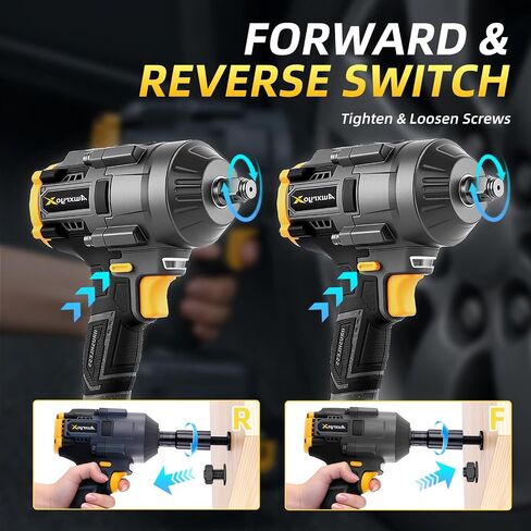 AwxryoX Cordless Impact Gun, 1500Nm 1/2" Power Impact Wrench with 2 x 4.0Ah Battery, 21V Brushless High Torque Pistola de Impacto with 6 Sockets, Llave de Impacto for Home Car Pickup Tire Nut Removal in Kuwait