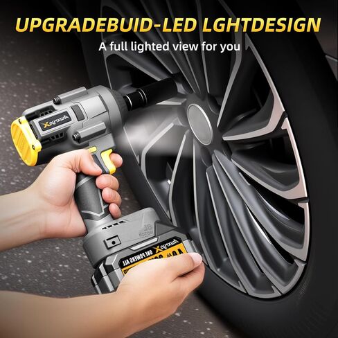 AwxryoX Cordless Impact Gun, 1500Nm 1/2" Power Impact Wrench with 2 x 4.0Ah Battery, 21V Brushless High Torque Pistola de Impacto with 6 Sockets, Llave de Impacto for Home Car Pickup Tire Nut Removal in Kuwait