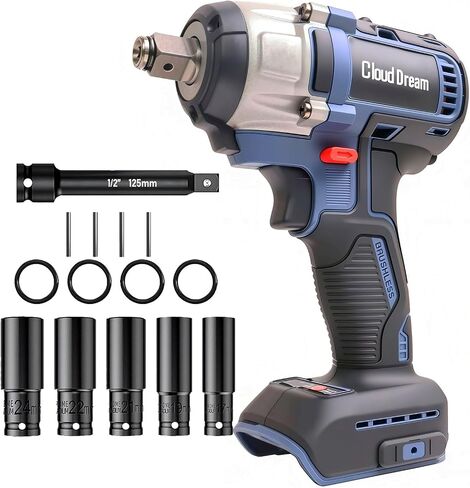 1/2" Cordless Impact Wrench Compatible with DeWalt Battery, 369Ft-lbs (500N.m) Impact Gun, 2-Speed Brushless Impact Driver for Car Wheels, Trucks, and Rusted Bolts (No Battery Included) in Kuwait