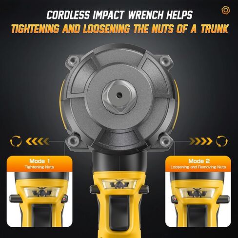 Cordless Impact Wrench 1200 N.m (900Ft-lbs), 1/2 inch Brushless Impact Gun with 2 x 4,0 AH Battery, 5 Sockets & Storage Case, 1 Converter 3/4", 1 Extension, 3 Rubber Rings, for Car/Truck/Home in Kuwait