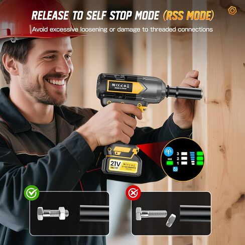 Cordless Impact Wrench 1200 N.m (900Ft-lbs), 1/2 inch Brushless Impact Gun with 2 x 4,0 AH Battery, 5 Sockets & Storage Case, 1 Converter 3/4", 1 Extension, 3 Rubber Rings, for Car/Truck/Home in Kuwait