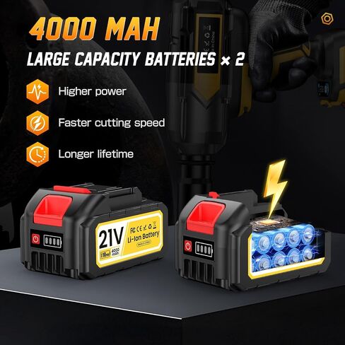 Cordless Impact Wrench 1200 N.m (900Ft-lbs), 1/2 inch Brushless Impact Gun with 2 x 4,0 AH Battery, 5 Sockets & Storage Case, 1 Converter 3/4", 1 Extension, 3 Rubber Rings, for Car/Truck/Home in Kuwait
