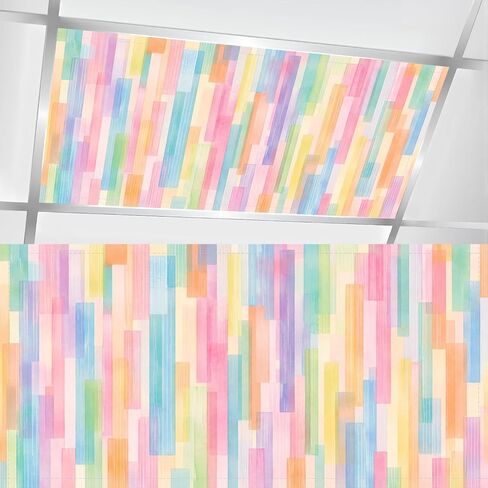 4 Pcs Fluorescent Light Covers for Ceiling Lights Colorful Star Gingham Heart Seamless Playful Doodle Speckles Magnetic Light Filters Decorative for Classroom Office Hospital Home 4x2 Ft in Kuwait